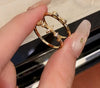 Wholesale IG Style Geometric Copper Plating Inlay Zircon Rings