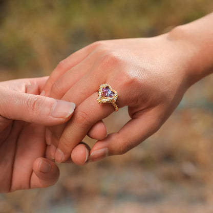 Wholesale IG Style Heart Shape Copper Plating Inlay Zircon Adjustable Ring