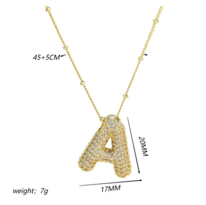 Copper Gold Plated IG Style Korean Style Plating Inlay Letter Zircon Pendant Necklace