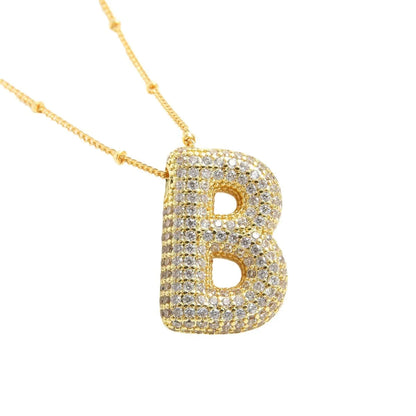 Copper Gold Plated IG Style Korean Style Plating Inlay Letter Zircon Pendant Necklace