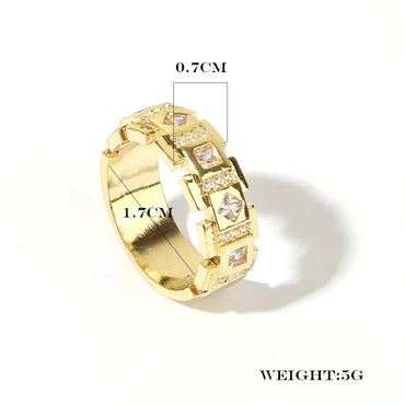 Wholesale IG Style Modern Style Artistic Geometric Copper Shiny Metallic Inlay Gold Plated Zircon Rings