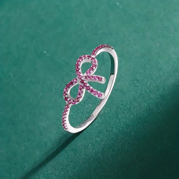 Wholesale IG Style Shiny Bow Knot Copper Hollow Out Inlay Zircon Rings