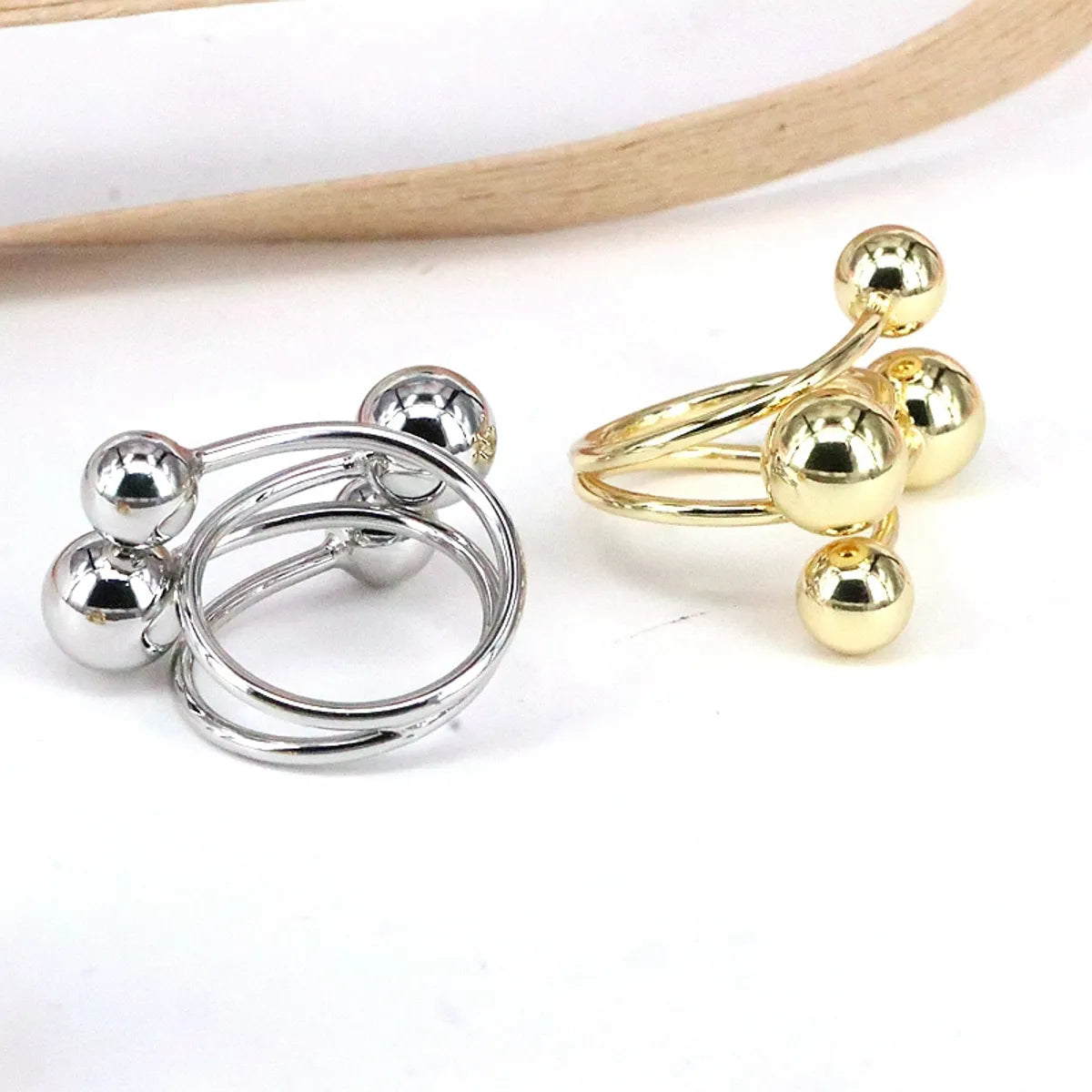 Wholesale IG Style Simple Style Ball Copper Plating 18K Gold Plated Open Rings