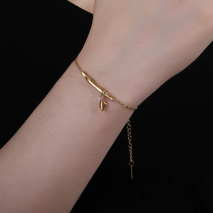 Wholesale Ig Style Simple Style Bamboo Flower Stainless Steel Titanium Steel Plating 18k Gold Plated Gold Plated Titanium Steel Bracelets