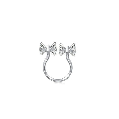 Wholesale IG Style Simple Style Shiny Bow Knot Copper Inlay Silver Plated Zircon Open Rings