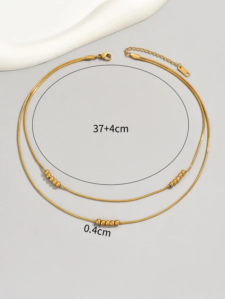 Ig Style Simple Style Solid Color Stainless Steel Shell Titanium Steel Plating 18k Gold Plated Layered Necklaces