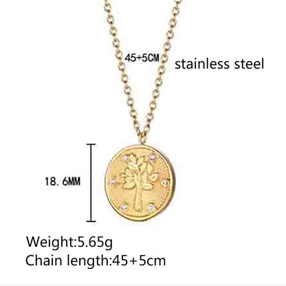 304 Stainless Steel 18K Gold Plated IG Style Simple Style Plating Inlay Star Moon Heart Shape Zircon Pendant Necklace