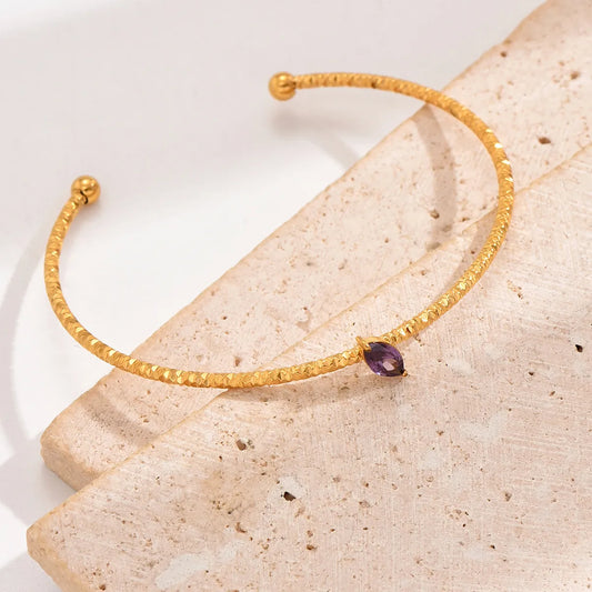 Wholesale Ig Style Simple Style Water Droplets Stainless Steel Plating Inlay 18k Gold Plated Zircon Bangle