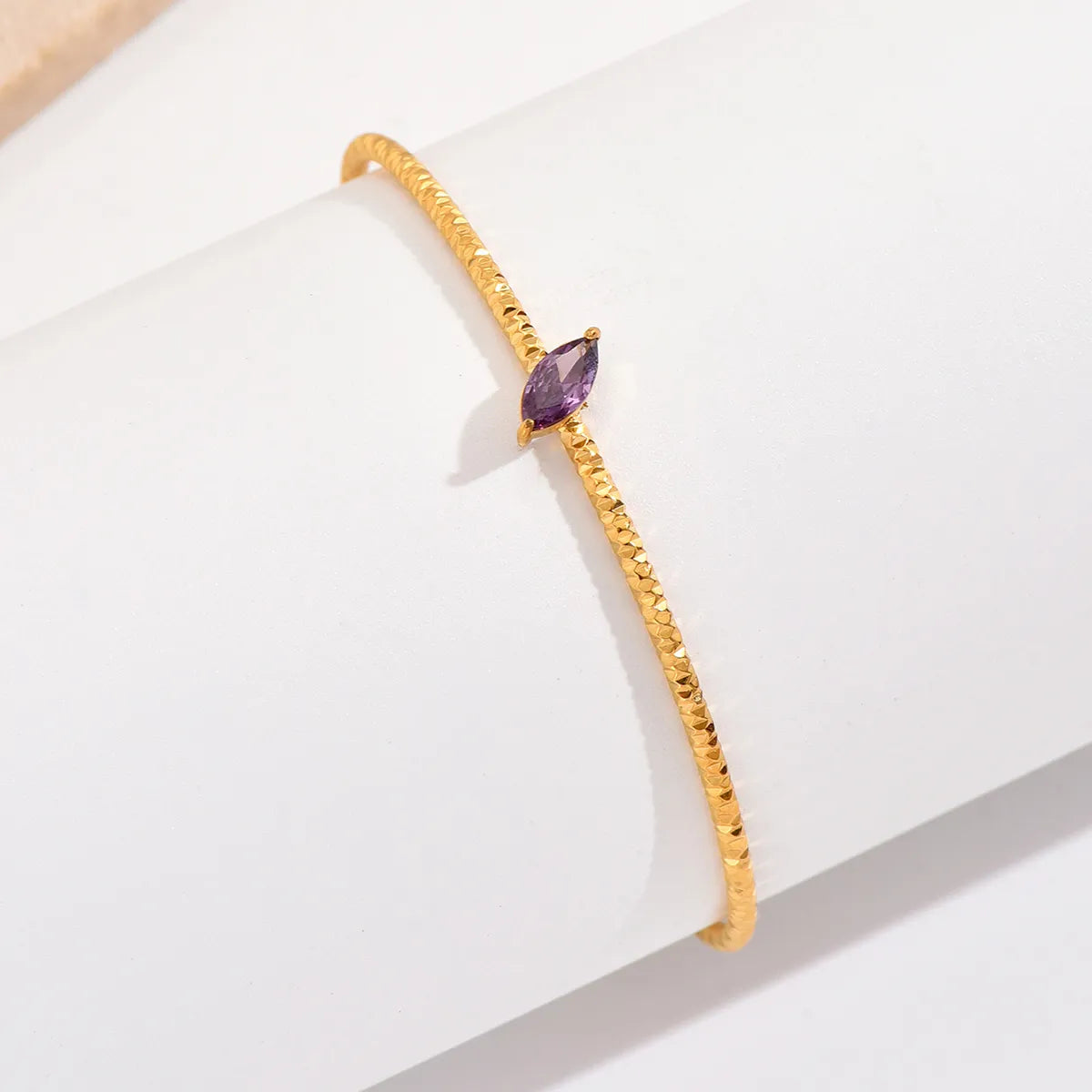 Wholesale Ig Style Simple Style Water Droplets Stainless Steel Plating Inlay 18k Gold Plated Zircon Bangle