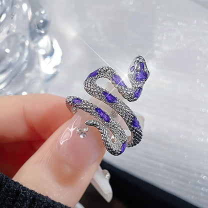 Wholesale IG Style Snake Copper Plating Inlay Zircon Open Rings