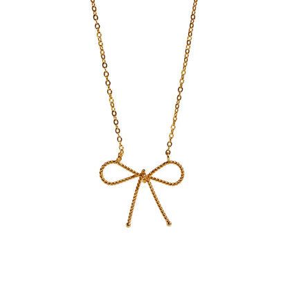 Wholesale IG Style Sweet Bow Knot Brass 18K Gold Plated Necklace