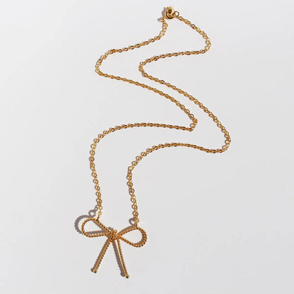 Wholesale IG Style Sweet Bow Knot Brass 18K Gold Plated Necklace