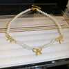Wholesale Imitation Pearl And Alloy Heart Shape Handmade Necklace With Snake Bone Chain