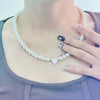 Wholesale Imitation Pearl And Alloy Heart Shape Handmade Necklace With Snake Bone Chain