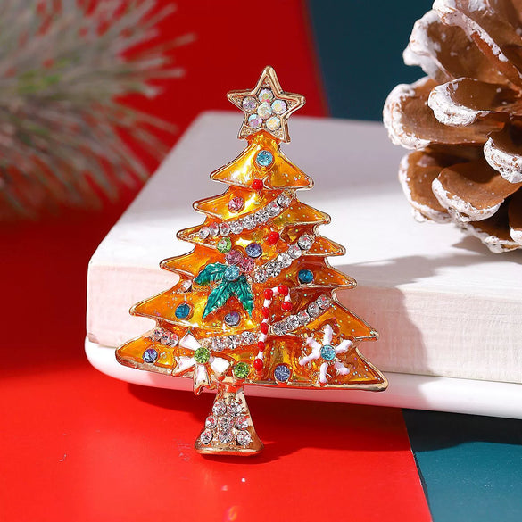 Wholesale Imitation Pearl Christmas Tree Brooch Electroplated Female Fashion Jewelry