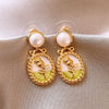 Wholesale Imitation Pearl Drop Shape Earrings French Retro Style Set With Pearls For Women