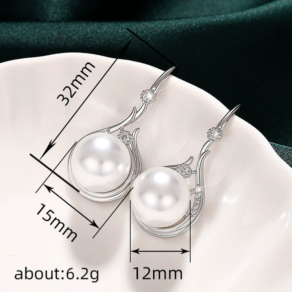Wholesale Imitation Pearl Earrings Light Luxury Style Geometric U Shaped Pearl Inlaid