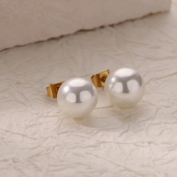 Wholesale Imitation Pearl Earrings With Geometric Pattern And Electroplating Light Luxury Style