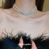 Wholesale Imitation Pearl Flower Handmade Double Layer Clavicle Necklace Fashion Elegant Light Luxury For Women