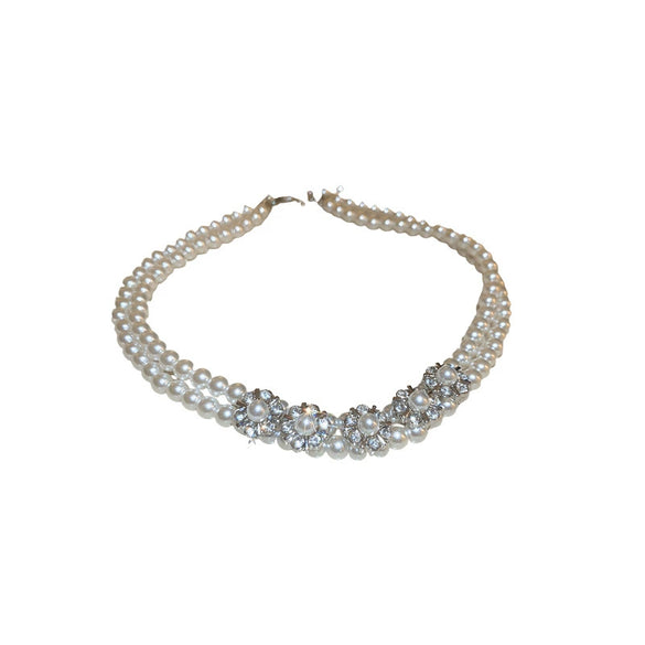 Wholesale Imitation Pearl Flower Handmade Double Layer Clavicle Necklace Fashion Elegant Light Luxury For Women