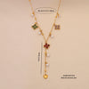 Wholesale Imitation Pearl Flower Stainless Steel Y Shaped Butterfly Necklace With Electroplating For Women