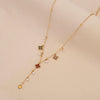 Wholesale Imitation Pearl Flower Stainless Steel Y Shaped Butterfly Necklace With Electroplating For Women