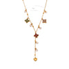 Wholesale Imitation Pearl Flower Stainless Steel Y Shaped Butterfly Necklace With Electroplating For Women