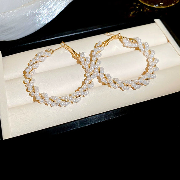 Wholesale Imitation Pearl Geometric High Sense Set With Pearls Earrings For Women