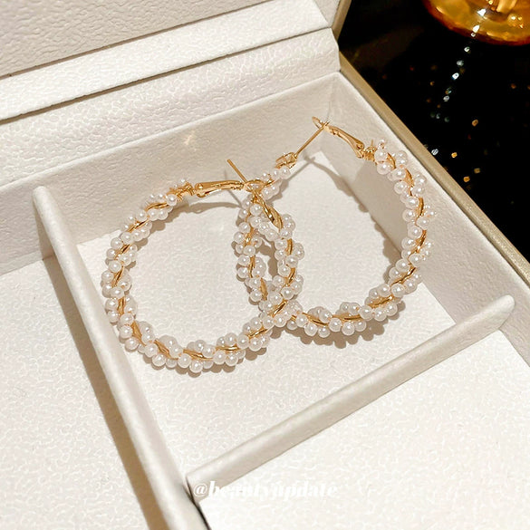 Wholesale Imitation Pearl Geometric High Sense Set With Pearls Earrings For Women