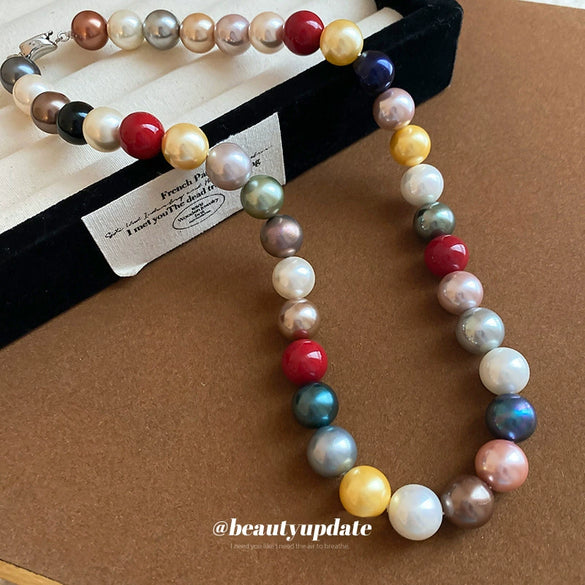 Wholesale Imitation Pearl Geometric Necklace With Pearl Inlaid Design For Women