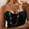 Wholesale Imitation Pearl Long Necklace Retro Style Geometric Star Cross Chain Electroplated