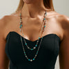 Wholesale Imitation Pearl Long Necklace Retro Style Geometric Star Cross Chain Electroplated