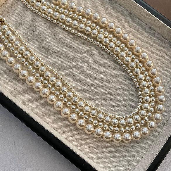 Wholesale Imitation Pearl Necklace Geometric Style Real Gold Plated Women's