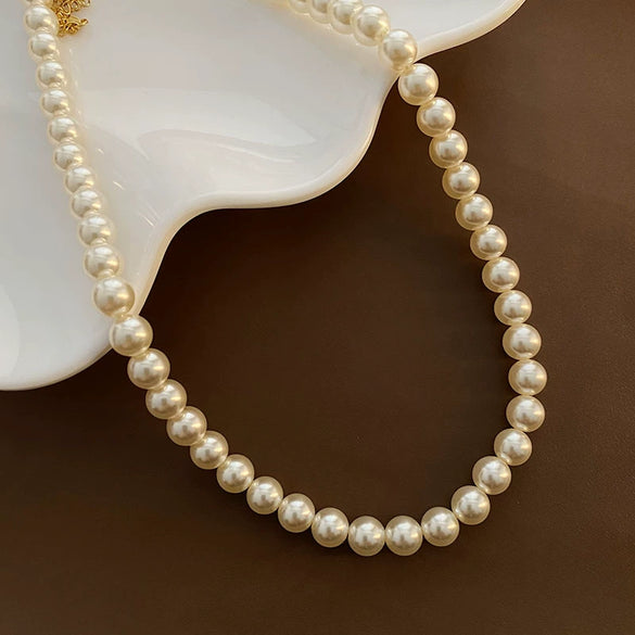 Wholesale Imitation Pearl Necklace Geometric Style Real Gold Plated Women's