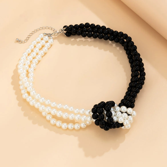 Wholesale Imitation Pearl Necklace Handmade Geometric Style Ball Chain For Women
