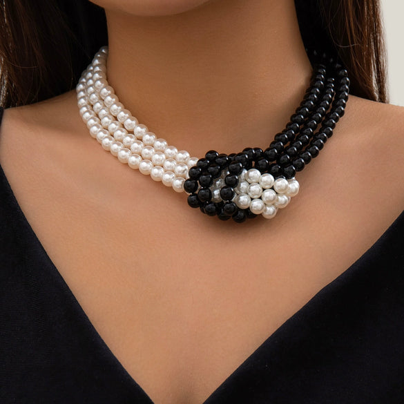 Wholesale Imitation Pearl Necklace Handmade Geometric Style Ball Chain For Women