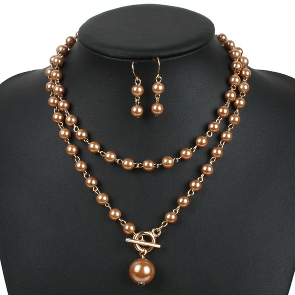 Wholesale Imitation Pearl Necklace Retro Geometric Style Pearlescent Treatment Snake Bone Chain