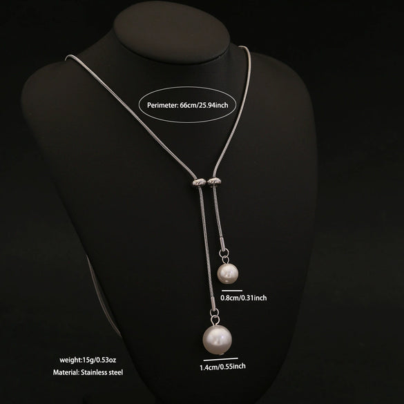 Wholesale Imitation Pearl Pendant Necklace In Personality Style Made Of Stainless Steel