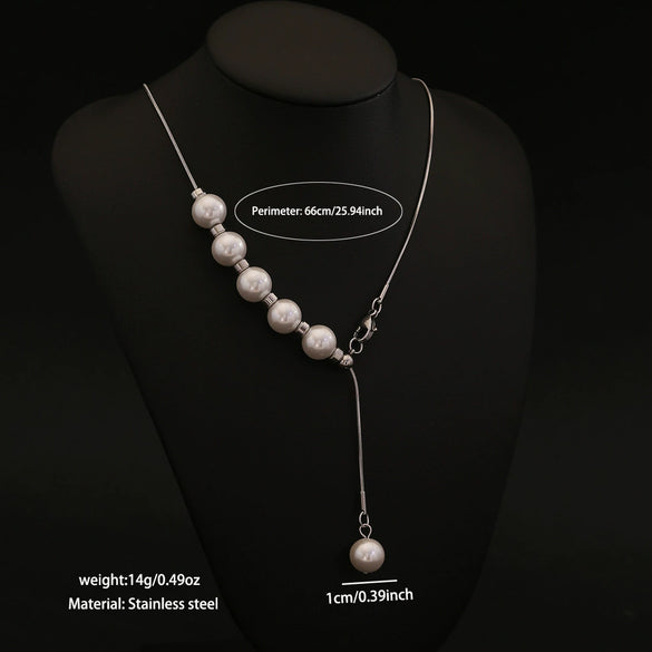 Wholesale Imitation Pearl Pendant Necklace In Personality Style Made Of Stainless Steel