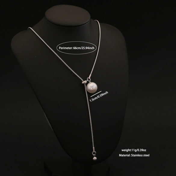 Wholesale Imitation Pearl Pendant Necklace In Personality Style Made Of Stainless Steel