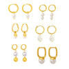 Wholesale Imitation Pearl Tassel Earrings Stainless Steel Geometric 18K Gold Plated