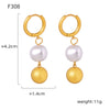 Wholesale Imitation Pearl Tassel Earrings Stainless Steel Geometric 18K Gold Plated