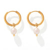 Wholesale Imitation Pearl Tassel Earrings 316L Stainless Steel 18K Gold Plated Geometric Style