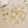 Wholesale Imitation Pearl Tassel Earrings 316L Stainless Steel 18K Gold Plated Geometric Style