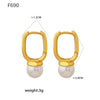 Wholesale Imitation Pearl Tassel Earrings 316L Stainless Steel 18K Gold Plated Geometric Style