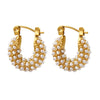 Wholesale Imitation Pearl Ushaped Titanium Steel Electroplated Earrings For Women With Exaggerated Design