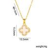 Wholesale Imitation Silver Fourleaf Clover Titanium Steel Necklace Pendant With Electroplating For Women Super Flash Full Diamond Temperament