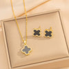 Wholesale Imitation Silver Fourleaf Clover Titanium Steel Necklace Pendant With Electroplating For Women Super Flash Full Diamond Temperament