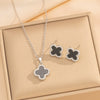Wholesale Imitation Silver Fourleaf Clover Titanium Steel Necklace Pendant With Electroplating For Women Super Flash Full Diamond Temperament