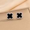 Wholesale Imitation Silver Fourleaf Clover Titanium Steel Necklace Pendant With Electroplating For Women Super Flash Full Diamond Temperament